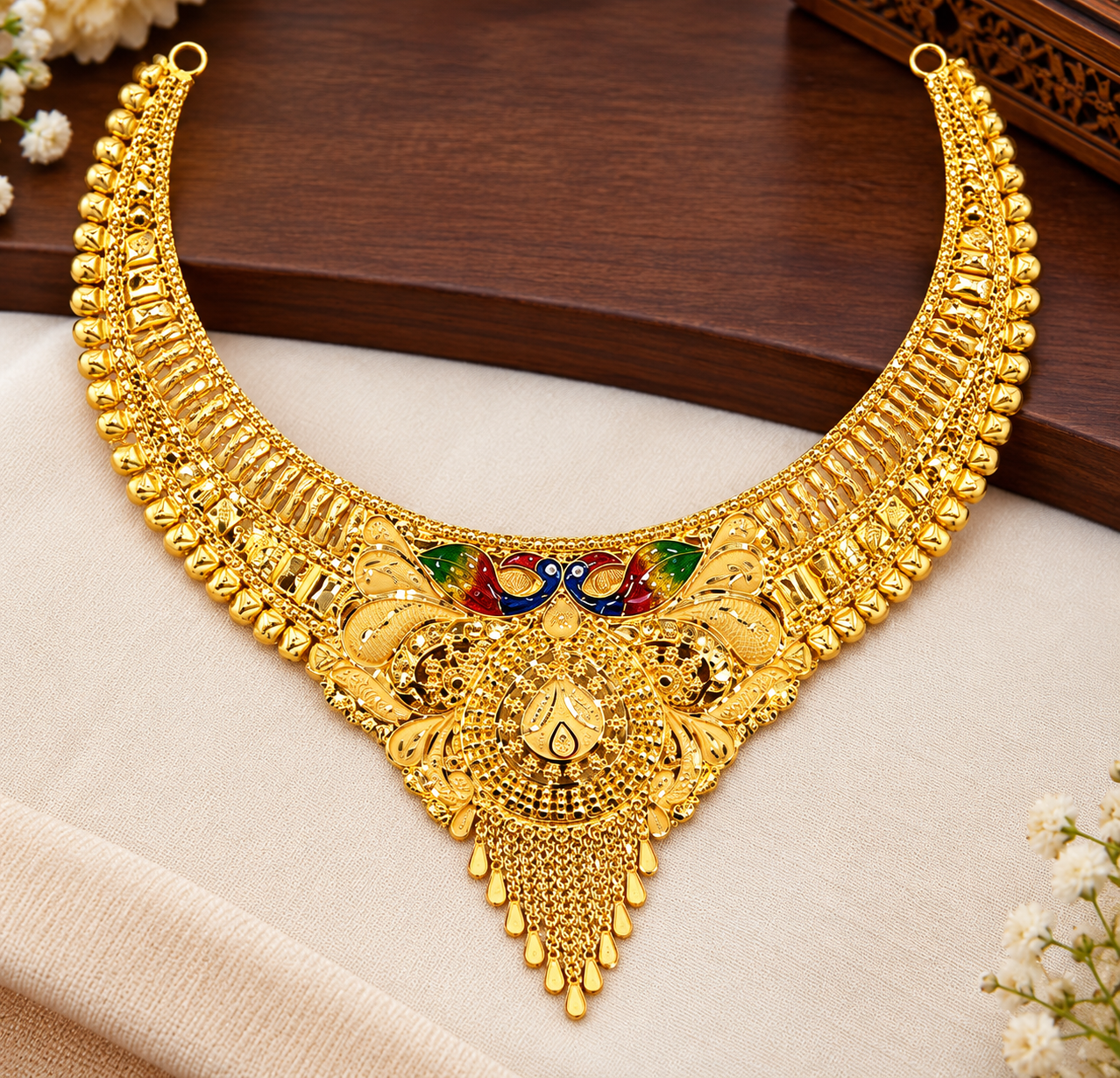 Royal Gold Traditional Peacock Motif Bridal Necklace